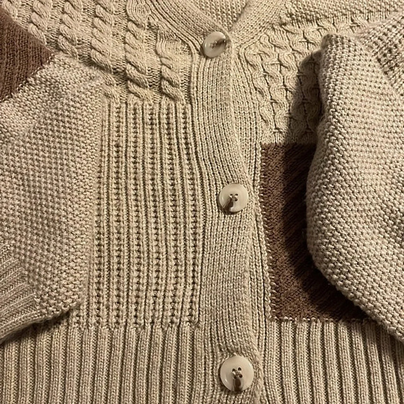 Major Label Group Brown Color Block Button Up Sweater M Preppy Minimalist Y2K - Picture 2 of 5